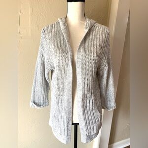 Sleep Sense Women's Gray Hooded Sweater Cardigan SZ MED